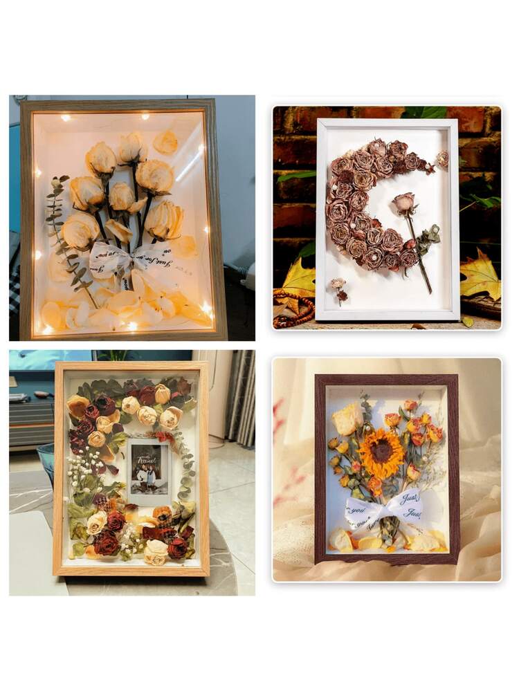 1个3D立体可填充相框 A4/8英寸/10英寸/6英寸 3D相框，深框可填充相框，适用于照片、花束、绘画、纪念品、DIY艺术品、奖章（白色） - 白色 - 查看 8