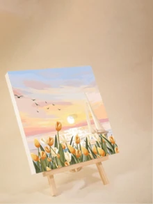 Tranh tô màu theo số dành cho người lớn, tranh tô màu acrylic dễ vẽ theo số cho người lớn mới bắt đầu, tranh tự vẽ theo số làm quà tặng trang trí tường nhà, kích thước 20 W x 20 L/30 W x 30 L (cm) - màu vàng nhạt - Xem 1