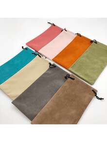 3/5/8 Stück, Plüschstoff farbige Brillen Aufbewahrungstasche, Kordelzug Tasche, modische und tragbare Brillentasche - Mehrfarbig - Übersicht 7