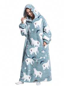 1 chiếc áo khoác nỉ lông mềm mại ấm áp có mũ trùm đầu in hình gấu trúc dễ thương - Túi ngoại cỡ, dày dặn cho mùa thu và mùa đông, thiết kế đen trắng, có thể giặt máy, áo nỉ unisex dành cho người lớn, thích hợp sử dụng trong nhà và ngoài trời, áo khoác nỉ ấm áp. - Nhiều màu - Xem 9