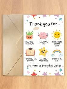 Lovely Thank You Cards To Teachers, Great Teachers Thank You Gifts To Men And Women, Thank You For Helping Me Grow Cards, Best Teachers Thank You Gift Ideas Include Envelopes. - Yellow - View 1