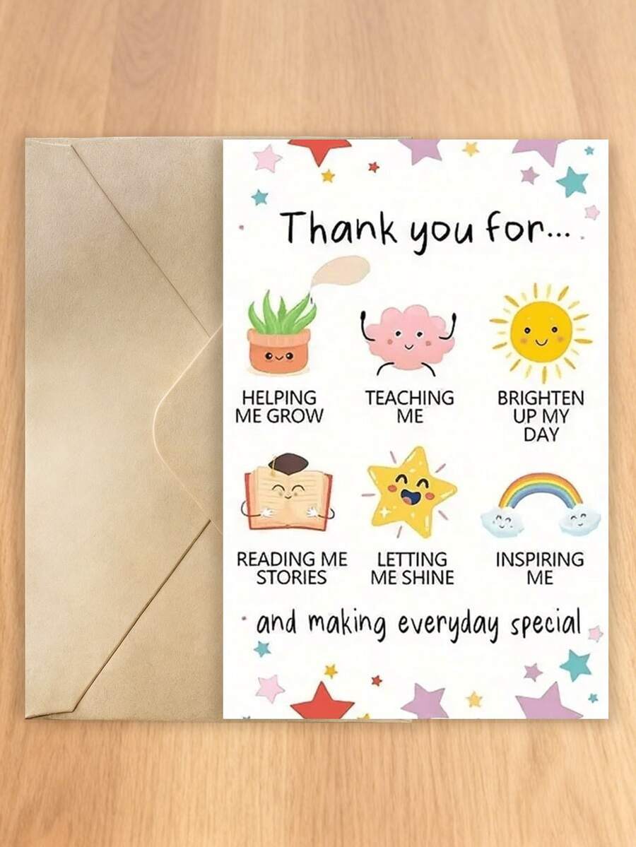 Lovely Thank You Cards To Teachers, Great Teachers Thank You Gifts To Men And Women, Thank You For Helping Me Grow Cards, Best Teachers Thank You Gift Ideas Include Envelopes. - Yellow - View 1