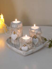 SHEIN Basic living 3 Sets Wooden Tealight Candle Holders, Home Table Decor For Wedding, Birthday, Valentine'S & Christmas,Fall Decor,Christmas Decorations Boys Backpack, Halloween, Backpack School. Clear Backpack, School, Halloween Costume. - Multicolor - View 13