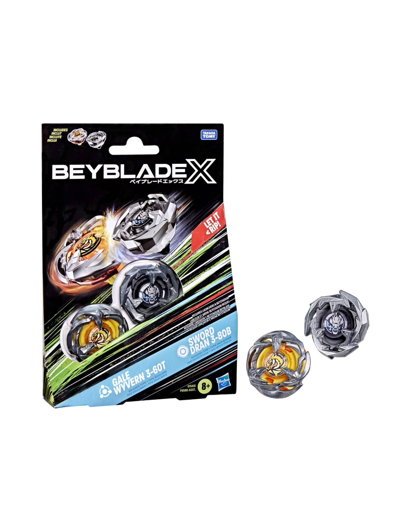Beyblade X Gale Wyvern 3-60T & Sword Dran 3-80B Dual Pack Set F9586EU4
