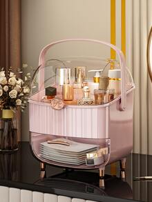 SHEIN Basic living 1个大容量化妆品收纳盒，带抽屉和透明盖 - 多层收纳，可存放化妆品、护肤品和珠宝，3种颜色可选，适用于办公桌、浴室、梳妆台，情人节礼物，秋季装饰，圣诞节装饰，男孩背包，万圣节背包，学校背包。透明背包，学校，万圣节服装。