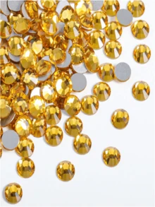 2000颗3-6毫米香槟黄扁平树脂水钻，圆形果冻宝石，适用于制作配饰、鞋子、衣服、化妆品、包包、装饰品等。 - 香檳黃 - 查看 1