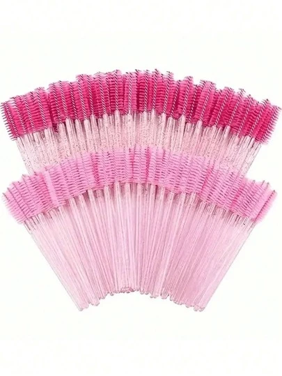 50PCS Disposable Mascara Wands, Nylon Bristle Eyelash Brush Spoolies, Unscented Eyebrow Extension Applicator With ABS Plastic Rod, Normal Skin Compatible - Pink And Black Wand Set,Daily Necessities, Back To School Supplies, Gifts For Ladies, Christmas Gifts, Home Decor, Glitter Handle For Eyelashes & Eyebrows, Essential Cosmetic Applicator For Daily Makeup, Lash Separating & Brow Grooming.,Eyebrow Brush,Eyeshadow Brush,Spoolie,Spoolie Brush