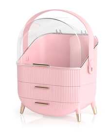 SHEIN Basic living 1个大容量化妆品收纳盒，带抽屉和透明盖 - 多层收纳，可存放化妆品、护肤品和珠宝，3种颜色可选，适用于办公桌、浴室、梳妆台，情人节礼物，秋季装饰，圣诞节装饰，男孩背包，万圣节背包，学校背包。透明背包，学校，万圣节服装。