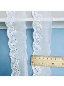 1PC, Approximately 273CM,DIY Clothing Accessories With Lace, White Cotton Embroidery Lace, Fashionable Clothing Skirt Edge Decoration Lace Lace - White - View 2
