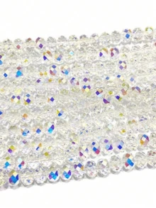 60 Pieces Of 4/6/8mm Austrian Quality Shiny Flat Crystal Beads With Holes Suitable For DIY Bracelets And Phone Accessories - Colorful White - View 6