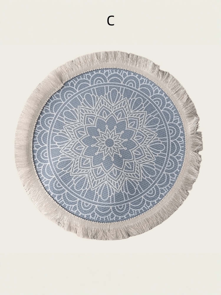 Cirelle 1 Piece Round Bohemian Table Mats Set Woven Heat Resistant Placemats Decorative Coasters For Dining Table Kitchen Home Decor Dinner Party Handmade Style Natural Color - Multicolor - View 4