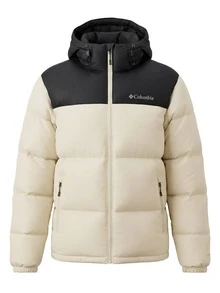 Columbia Men's Down Hooded Jacket White - Black and White - View 2