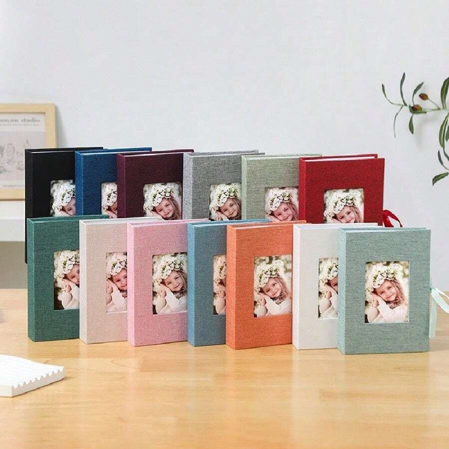 1 Pc Photo Album, 4x6 100 Pockets, Linen Cover, Slip-In Photo Pockets, Suitable For Wedding, Family, Anniversary, Vacation, Gift, Birthday Gifts Graduation - Multicolor - View 1