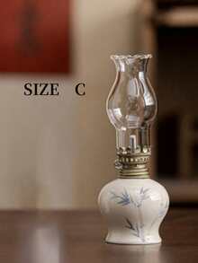 1 szt. ręcznie malowana porcelanowa lampa naftowa, ceramiczny świecznik, dekoracyjna lampa stołowa, dekoracja świecy do ceremonii herbacianej, oświetlenie dekoracyjne Old Butter, latarnia kempingowa, dekoracja wnętrz, oświetlenie awaryjne, wykończenie w stylu vintage, nie wymaga zasilania (bez oleju), wystrój domu, wystrój pokoju - Wielokolorowe - Zobacz 6
