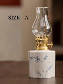 1 szt. ręcznie malowana porcelanowa lampa naftowa, ceramiczny świecznik, dekoracyjna lampa stołowa, dekoracja świecy do ceremonii herbacianej, oświetlenie dekoracyjne Old Butter, latarnia kempingowa, dekoracja wnętrz, oświetlenie awaryjne, wykończenie w stylu vintage, nie wymaga zasilania (bez oleju), wystrój domu, wystrój pokoju - Wielokolorowe - Zobacz 5