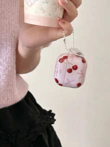 Korean-Style Pink Bow Cherry Earphones, Compatible With Various Wireless Bluetooth Earphones, Fits Most Earphone Cases - Multicolor - View 7