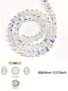 60 Pieces Of 4/6/8mm Austrian Quality Shiny Flat Crystal Beads With Holes Suitable For DIY Bracelets And Phone Accessories - Colorful White - View 3
