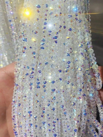 80 Pieces Of 4/6/8mm Austrian Quality Shiny Flat Crystal Beads With Holes Suitable For DIY Bracelets And Phone Accessories - Glass Craftsmanship Bead Material