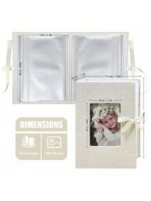 1 Pc Photo Album, 4x6 100 Pockets, Linen Cover, Slip-In Photo Pockets, Suitable For Wedding, Family, Anniversary, Vacation, Gift, Birthday Gifts Graduation - Multicolor - View 6