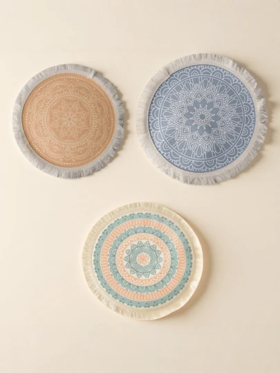 Cirelle 1 Piece Round Bohemian Table Mats Set Woven Heat Resistant Placemats Decorative Coasters For Dining Table Kitchen Home Decor Dinner Party Handmade Style Natural Color