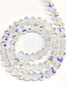 60 Pieces Of 4/6/8mm Austrian Quality Shiny Flat Crystal Beads With Holes Suitable For DIY Bracelets And Phone Accessories - Colorful White - View 7