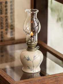 1 szt. ręcznie malowana porcelanowa lampa naftowa, ceramiczny świecznik, dekoracyjna lampa stołowa, dekoracja świecy do ceremonii herbacianej, oświetlenie dekoracyjne Old Butter, latarnia kempingowa, dekoracja wnętrz, oświetlenie awaryjne, wykończenie w stylu vintage, nie wymaga zasilania (bez oleju), wystrój domu, wystrój pokoju - Wielokolorowe - Zobacz 9