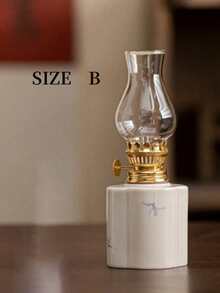 1 szt. ręcznie malowana porcelanowa lampa naftowa, ceramiczny świecznik, dekoracyjna lampa stołowa, dekoracja świecy do ceremonii herbacianej, oświetlenie dekoracyjne Old Butter, latarnia kempingowa, dekoracja wnętrz, oświetlenie awaryjne, wykończenie w stylu vintage, nie wymaga zasilania (bez oleju), wystrój domu, wystrój pokoju - Wielokolorowe - Zobacz 7