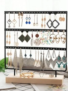 1件装铁艺首饰收纳架，72孔耳环收纳架，梳妆台首饰收纳架，防晒旅行，凉爽透气，用于存放和展示耳环，耳环展示架，适合家庭收纳或首饰零售，情人节礼物。 - 黑色 - 查看 6