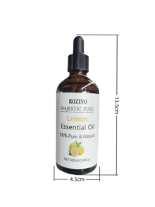 1/2pcs 100ml Pure Natural Lemon Essential Oil, Suitable For Sensitive Skin, Light Beige, Multi-Purpose For Massage, Bath, Face, Body, Hair And Eyelash Care, Hypoallergenic Formula. - lemon - View 2