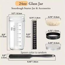 Sourdough Starter Kit, 24 Oz Large Capacity Sourdough Fermentation Jar With Aluminum Lid, Date Labeled Feeding Strip, Silicone Scraper, Cloth Lid And Thermometer Strip, Sourdough Container For Bread Making, Brewing Tools, Fermentation Tools, Reusable Sourdough Bread Baking Tools - Multicolor - View 2