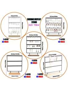 1件装铁艺首饰收纳架，72孔耳环收纳架，梳妆台首饰收纳架，防晒旅行，凉爽透气，用于存放和展示耳环，耳环展示架，适合家庭收纳或首饰零售，情人节礼物。 - 黑色 - 查看 10