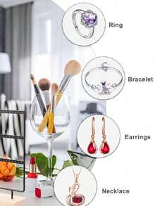 1件装铁艺首饰收纳架，72孔耳环收纳架，梳妆台首饰收纳架，防晒旅行，凉爽透气，用于存放和展示耳环，耳环展示架，适合家庭收纳或首饰零售，情人节礼物。 - 黑色 - 查看 9