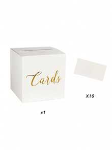 1 st, vit bröllopskortsask, lämplig för bröllopsfest, examensceremoni, skolstart.