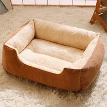 Giường ngủ cho thú cưng Winter Square bằng vải nhung mềm mại có đệm - Giường sofa bằng lông cừu mềm mại, thoải mái cho mèo cỡ vừa và chó nhỏ, thiết kế mở phía trên, bền, dễ vệ sinh, có thể gấp gọn, thích hợp sử dụng trong nhà cho phòng ngủ, phòng khách, ban công - Nơi trú ẩn ấm áp cho mèo con và các giống chó nhỏ, giường cho mèo, đồ nội thất ấm cúng cho thú cưng, đệm ngủ sang trọng cho thú cưng, giường ngủ gấp gọn cho thú cưng, giường ngủ bằng polyester cho thú cưng. - Hồng - Xem 10