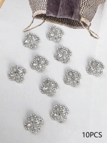 10颗金色和银色Y2K风格水钻美甲饰品，日式奢华合金美甲钻石，3D轻盈全钻镶嵌DIY美甲，可爱美甲配件，美甲用品，美甲宝石 - 彩色 - 查看 5