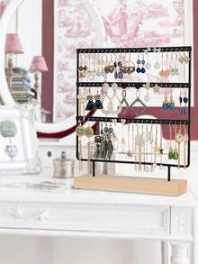 1件装铁艺首饰收纳架，72孔耳环收纳架，梳妆台首饰收纳架，防晒旅行，凉爽透气，用于存放和展示耳环，耳环展示架，适合家庭收纳或首饰零售，情人节礼物。 - 黑色 - 查看 2