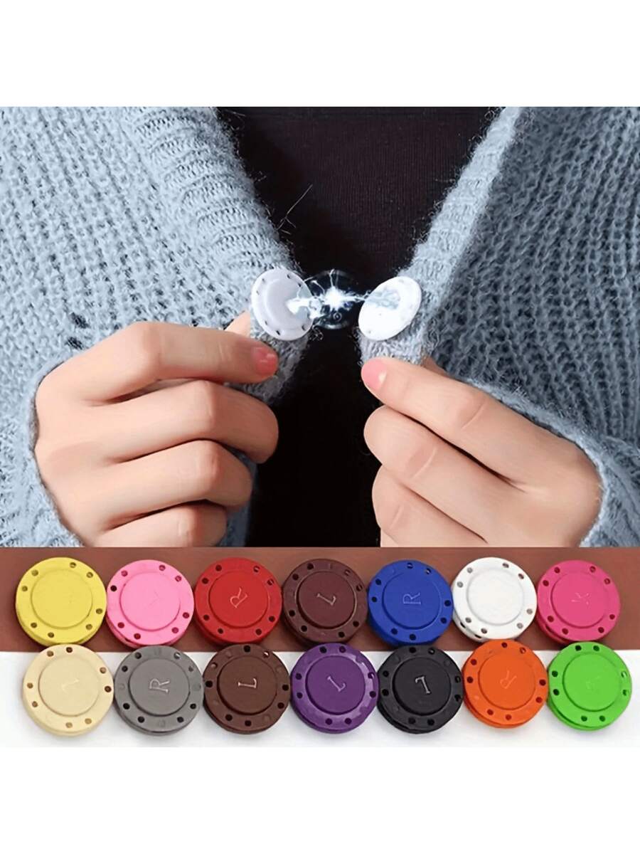 5 Pairs, Magnetic Button Sweater Cardigan Wool Sweater Anti Slip Button Mother And Baby Backpack Clothes Multifunctional Circular Jacket Magnetic Suction Hidden Button Buckle - Multicolor - View 1