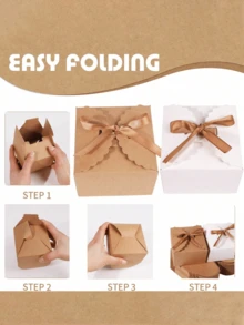 24/12pcs Kraft Paper Gift Boxes, White Candy Box Decorative Snack Boxes, Gift Boxes For Cakes, Cookies, Candies, And Handmade Exploding Bath Salt Shower Soaps, Suitable For Christmas, Birthdays, Holidays, Weddings (Solid Color) - Multicolor - View 4