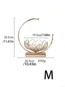 1 件装豪华金属玻璃水果/糖果盘，装饰托盘，适用于客厅茶几、玄关，可摆放零食和水果 - 金色 - 查看 5