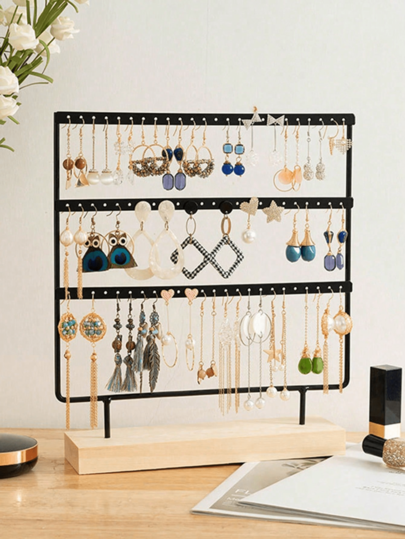 1PC-Iron Jewelry Storage Rack 72-Hole Earrings Storage Rack Dresser Jewelry Storage Rack Sun Travel Cool ,For Storing And Displaying Earrings , Earring Display Stand, Suitable For Home Storage Or Jewelry Retail, Valentine's Day Gift. For Women Storage Organizer Travel Holiday Essential Fall Decor Autumn Halloween