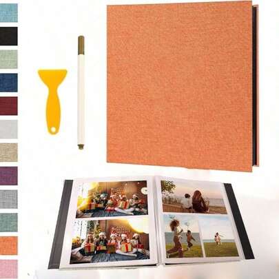 1 cuốn album ảnh tự dính có nam châm, kích thước 4x6, 5x7, 8x10 inch, sổ vẽ kèm bút kim loại, thích hợp làm quà tặng, quà gia đình, quà cưới, kích thước 11x10.6 inch, 40 trang, màu trắng, quà tặng sinh nhật, tốt nghiệp.