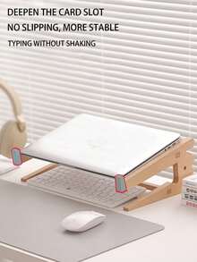 1pc Wooden Laptop Stand, Elevated Gaming Laptop Stand, Elevated Computer Desktop Cooling Base Back To School - charcoal color - View 5