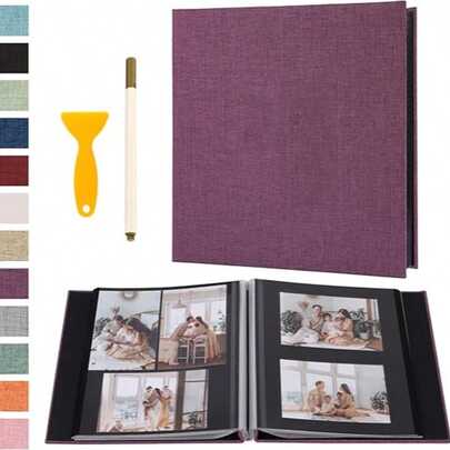 1 cuốn album ảnh tự dính có nam châm, kích thước 4x6, 5x7, 8x10 inch, sổ vẽ kèm bút kim loại, thích hợp làm quà tặng, quà gia đình, quà cưới, kích thước 11x10.6 inch, 40 trang, màu trắng, quà tặng sinh nhật, tốt nghiệp.