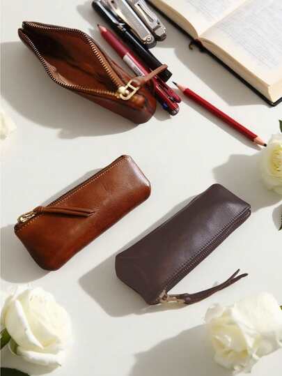 Retro Style Minimalist Large Capacity Pencil Case For Girls New High-Value Ins Style Makeup Brush Storage Bag