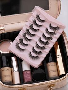 7对俄罗斯浓密型假睫毛，交叉纤长自然蓬松款，柔软无动物实验，适合送礼，打造自然美睫效果 - 黑色 - 查看 2