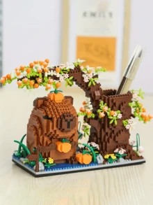 Capybara Capybara Building Block Pencil Case/Panda Pencil Case DIY Creative And Educational Assembly Block Model Ornaments Ornaments Multifunctional Office Supplies Cosmetics, Handicrafts Storage Box Perfect Birthday Gift One