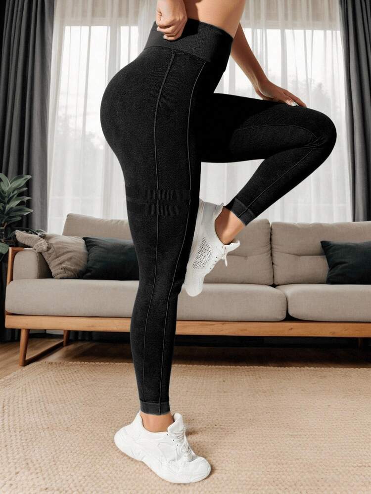 1 par de leggings de yoga para mujer, diseñados para realzar la figura y levantar los glúteos, adecuados para el uso diario, el entrenamiento físico y las actividades deportivas. - Negro 06CK - Añade 2