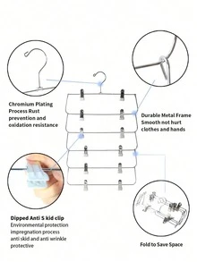 6-Layer Metal Skirt Clip, White, Minimalist & Practical Multi-Function - Black and White - View 3