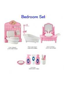 MINKOJA Mini Furniture Set For Children's Play House, Including Living Room, Bedroom , Kitchen, And Bathroom Accessories, Suitable For Kindergarten,Kids Kitchen Set,Doll House Girls,Kids Bedroom,American Girl Doll Furniture,Kitchen,Easter,Easter Gift,Childen's Day,Kids Pretend Toys - Multicolor - View 5