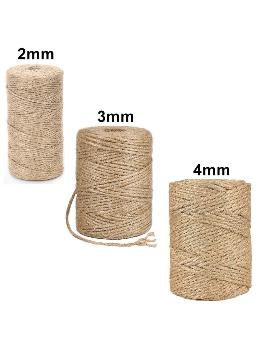 1pc Assorted 2/3/4mm Yellow Rope, Plumbing Braid, DIY Craft Rope, Art Decoration, Gift Packaging Rope - Brown - View 1
